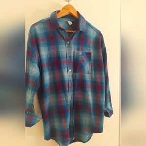Sapphire Blue Check Flannel Shirt